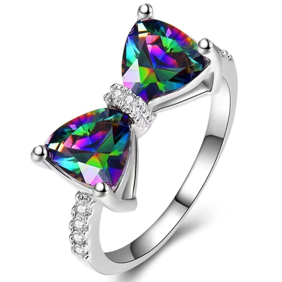 Mystic Fire Topaz Inspired Bow tie Ring - Picture 1 of 10